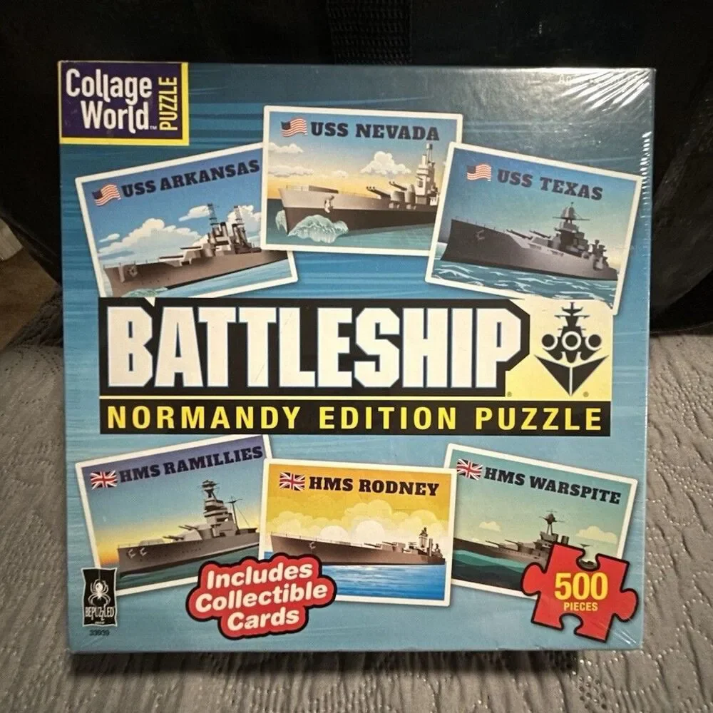 Collage World Battleship Normandy Puzzle 500 Pieces w/ Collectible Cards